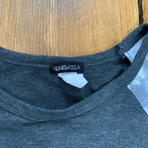 Dark grey tunic tee with tie dye sleeves - Picture 2 of 3